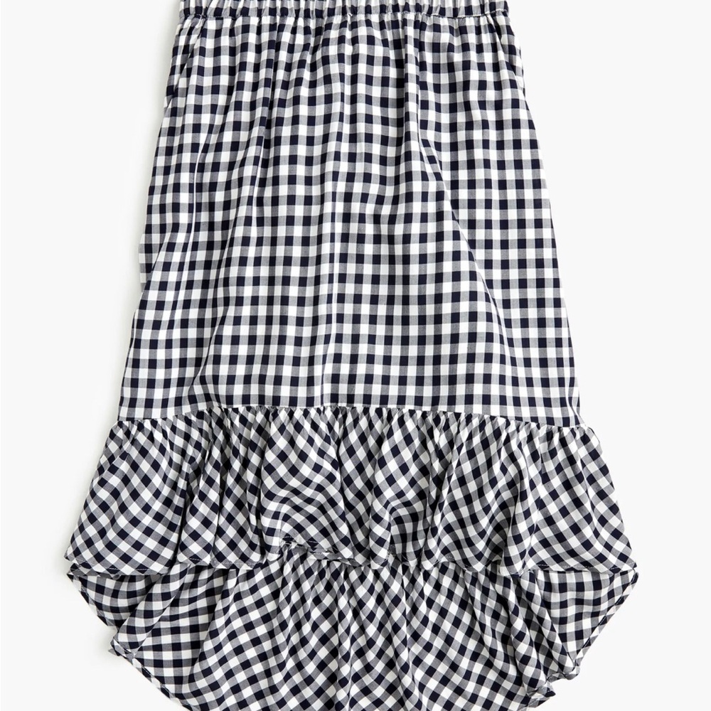 J. Crew Black and White Gingham Midi Skirt